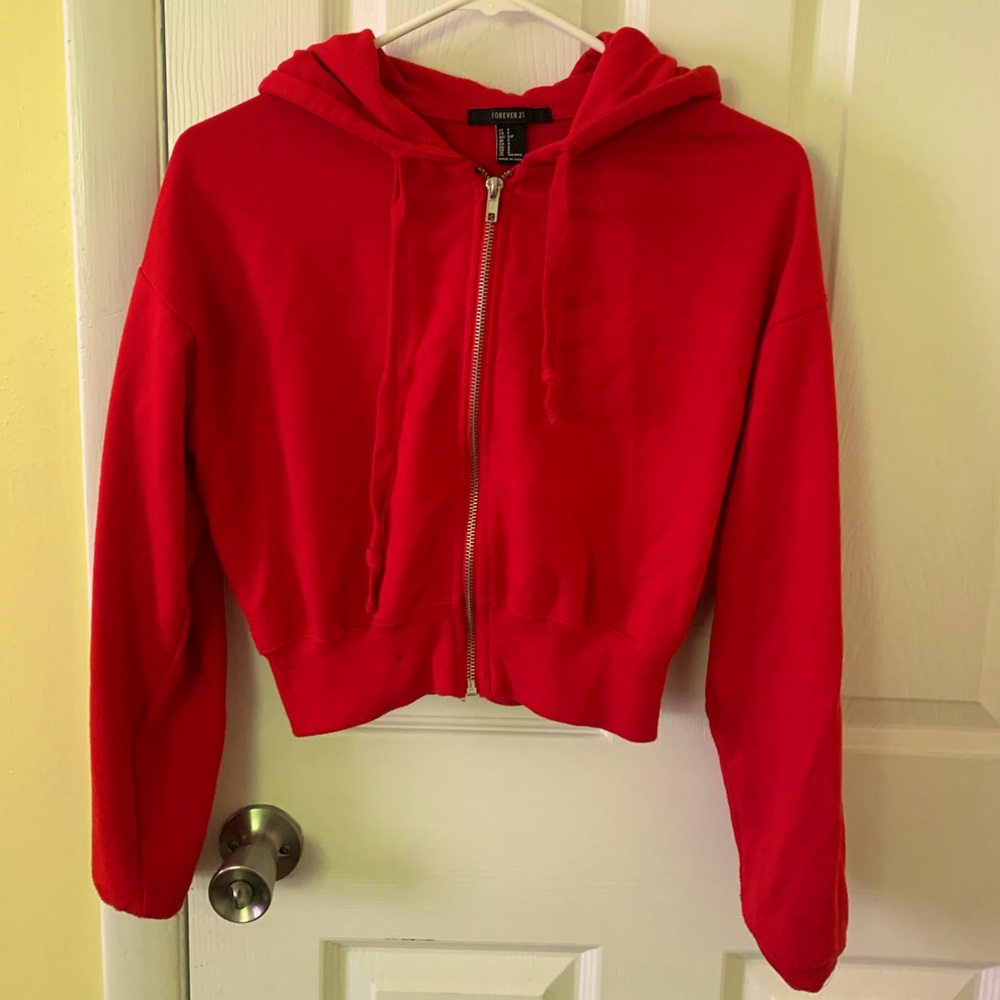 Red Crop Hoodie